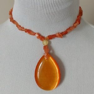 Orange Crystal Teardrop Choker